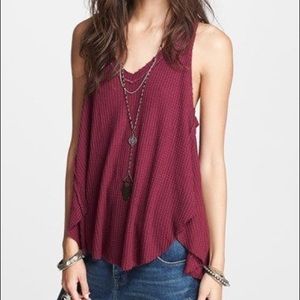 Free People peach thermal hi-low tank size small